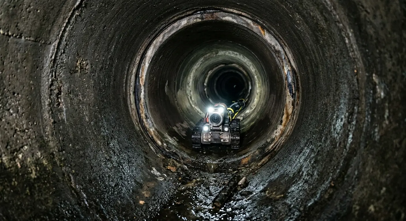 Robotic sewer camera inspecting pipe interior for Sewer Line Repair in Lansdale